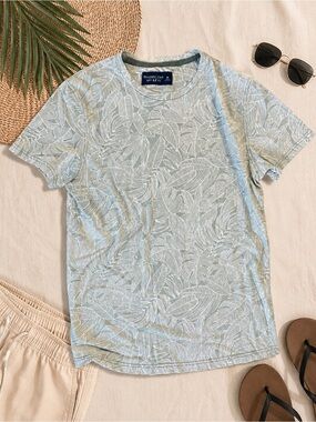Abercrombie & Fitch Soft A&F Tee Men’s Medium Green Tropical Leaf Print T-Shirt